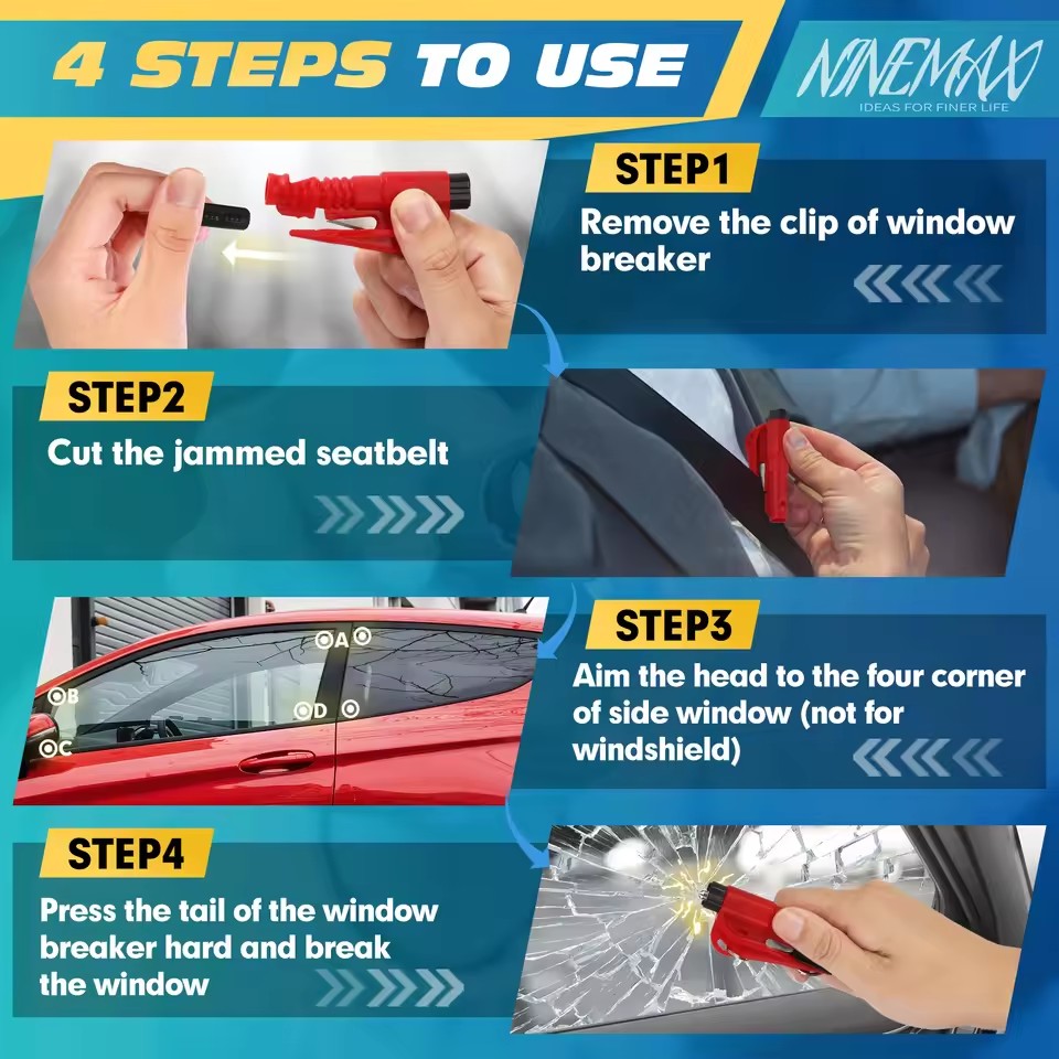 Safety Hammer Car Escape Tool  - đánh giá và giá Car Emergency Tool Kit